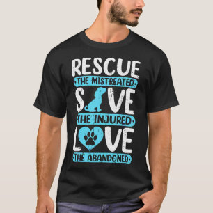 Camiseta Resgate Salve o Amor, Amantes de Cães e Gatos Resg