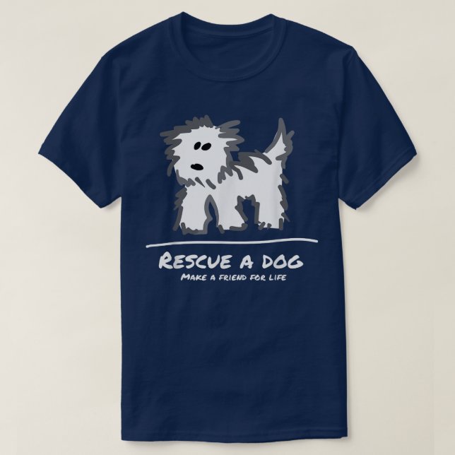 Camiseta Resgate um Cachorro, Não Compre Adotar Amante de o (Frente do Design)
