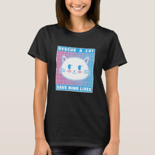 Camiseta Resgate Um Gato Salva Nove Vidas Dono de Gato Anim