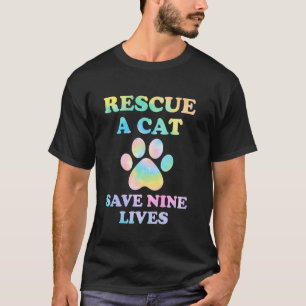 Camiseta Resgate Um Gato Salva Nove Vidas Gato Tie Dye Aman