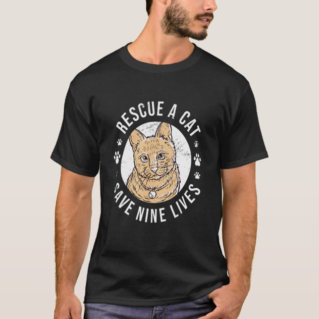 Camiseta Resgate Um Gato Salvar Nove Vidas O Kit De Proprie (Frente)