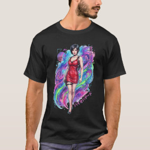 Camiseta Resident Evil Ada Wong Vaporwave Vermelho Gancho d