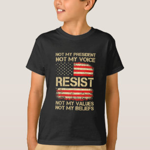 Camiseta Resist Anti-Trump Não Meu Presidente Bandeira dos