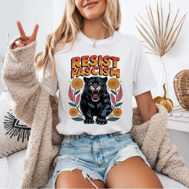 Camiseta RESIST Fascism Panther Anti-Trump Anti-Fascist  (Criador carregado)