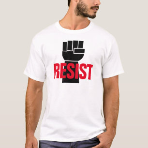 Camiseta Resista ao Presidente Trump - Punho Negro Anti Tru