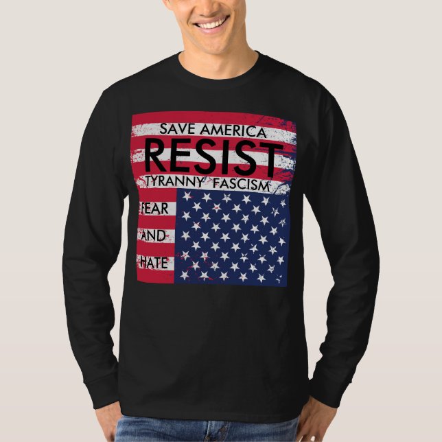 Camiseta Resista o t-shirt do medo e do ódio do fascismo da (Frente)