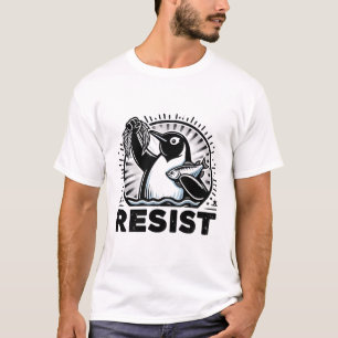 Camiseta Resistência à Arte Pinguim - Engraçado Protesto An