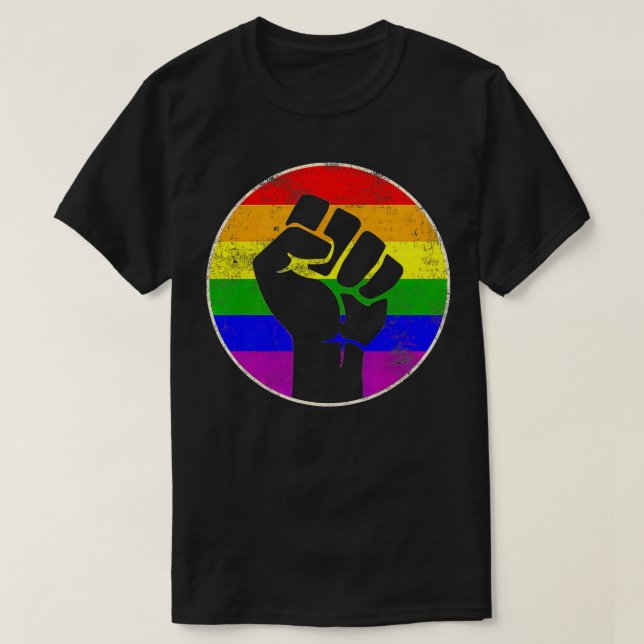 Camiseta Resistência à força do arco-íris lésbica Gay LGB F (Frente do Design)