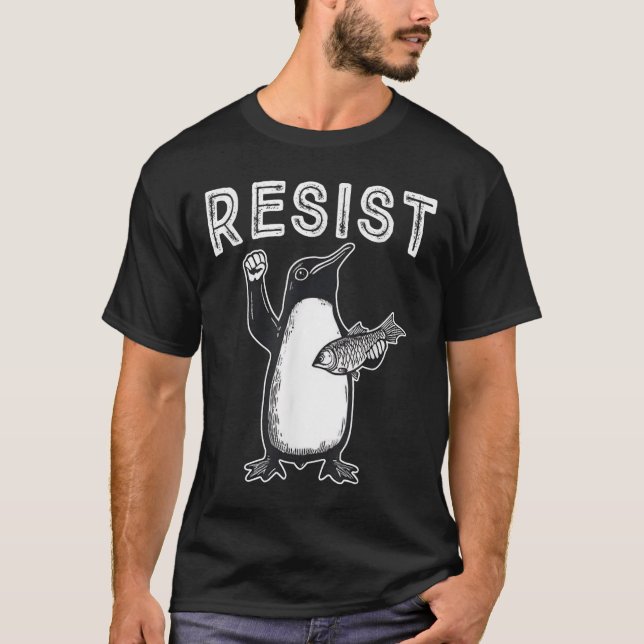 Camiseta Resistência a Pinguim - Protesto Político (Frente)
