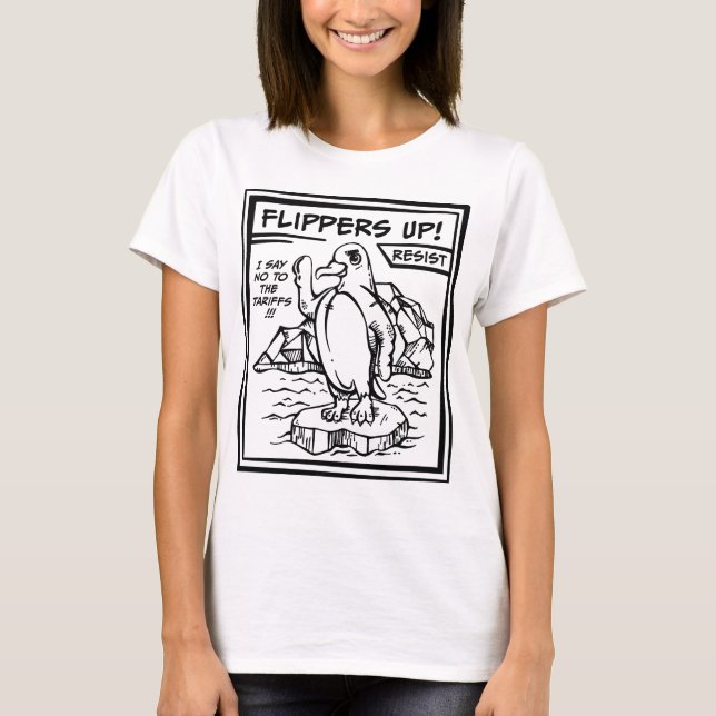 Camiseta Resistência A Pinguins Contra Flores De Tarifas (Frente)