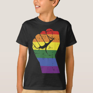 Camiseta Resistência À Resistência Da Mão Do Arco-Íris Gay