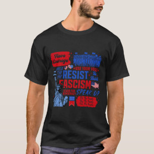 Camiseta Resistência Ao Fascismo Estátua Ativista Liberal D