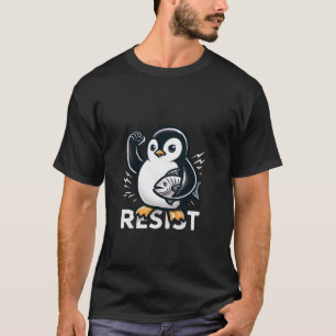 Camiseta Resistência Aos Pinguins Que Seguram O Gráfico Ant