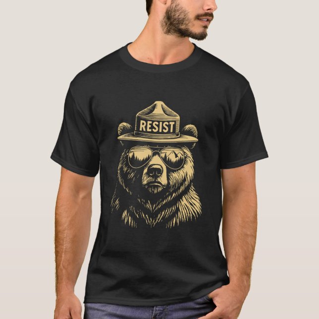 Camiseta Resistir ao Urso Proteja nossos Parques Nacionais (Frente)