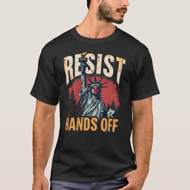 Camiseta Resistir às Mãos para Fora - Estátua Negra da Libe (Frente)