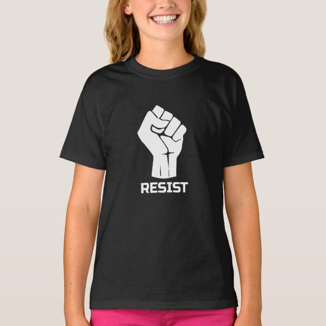 Camiseta Resistir com punho - em branco (Frente)