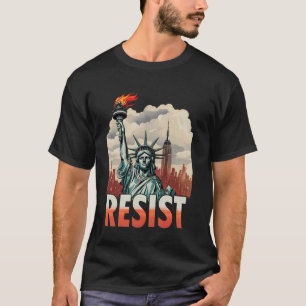 Camiseta Resistir Estátua da Liberdade Ativismo Vintage Ret