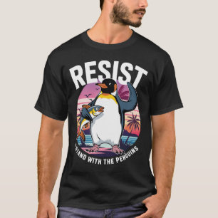 Camiseta Resistir Eu Fico Com Pinguins Retro Engraçado Ping