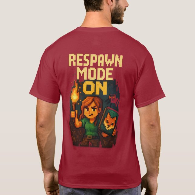 Camiseta “Respawn Mode On – Pixel Gamer Girl T-Shirt” (Verso)