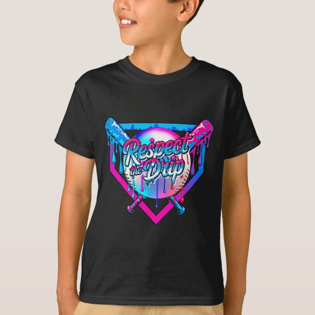 Camiseta Respect The Drip Baseball Ice Cream For Kids Boys  (Frente)