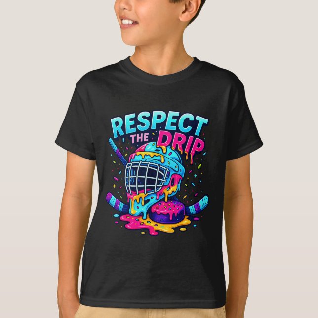 Camiseta Respect The Drip Ice Hockey Stick &amp; Puck Dripn (Frente)