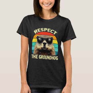 Camiseta Respect The Groundhog Lover Vintage Animal Ground 