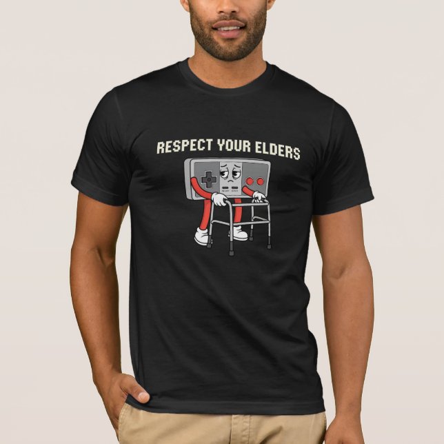 Camiseta Respect Your Elders Funny Gaming Art (Frente)