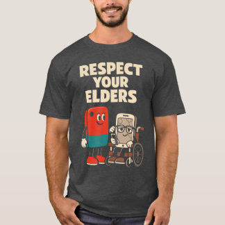 Camiseta Respect Your Elders Funny Humor Gamer Gaming Retro