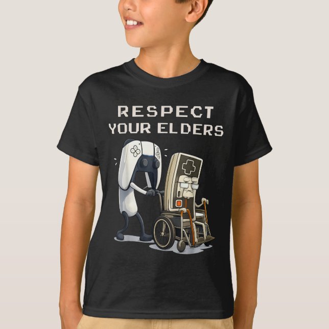 Camiseta Respect Your Elders Retro Gaming Funny Gamer Contr (Frente)