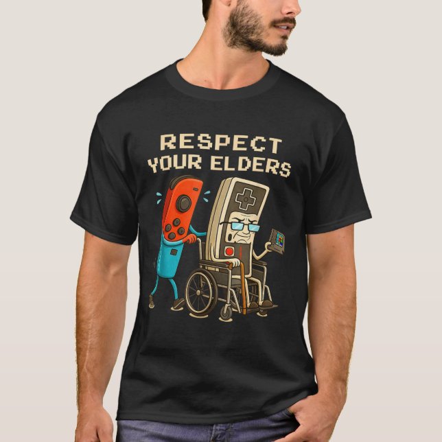 Camiseta Respect Your Elders Retro Gaming Funny Gamer Contr (Frente)