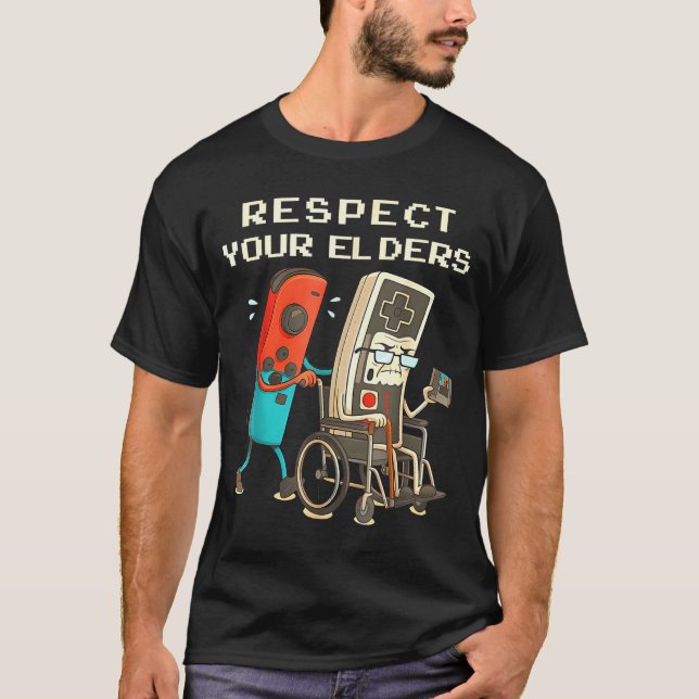 Camiseta Respect Your Elders Retro Gaming Funny Gamer Contr (Frente)