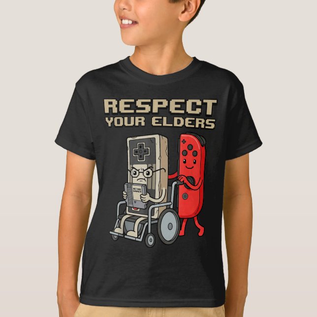 Camiseta Respect Your Elders Retro Gaming Funny Gamer Contr (Frente)