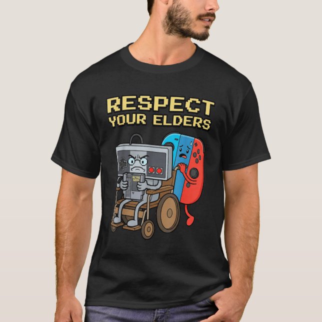 Camiseta Respect Your Elders Retro Gaming Funny Gamer Contr (Frente)