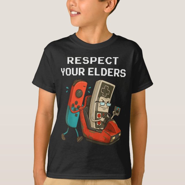 Camiseta Respect Your Elders Retro Gaming Funny Gamer Contr (Frente)