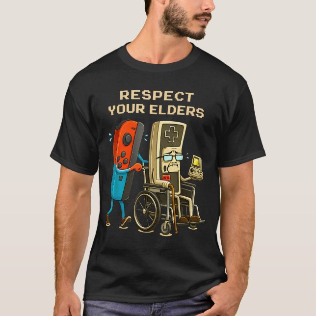 Camiseta Respect Your Elders Retro Gaming Funny Gamer Contr (Frente)