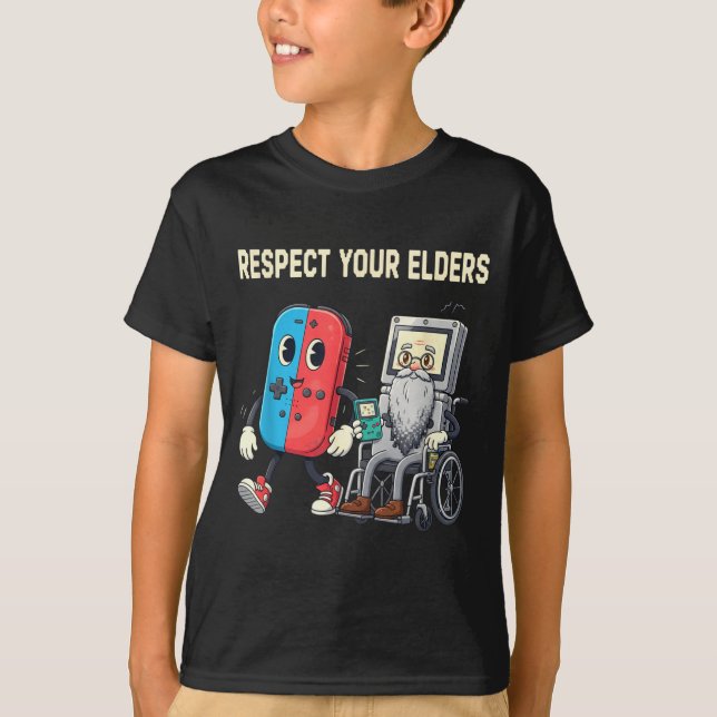 Camiseta Respect Your Elders Retro Gaming Funny Gamer Contr (Frente)