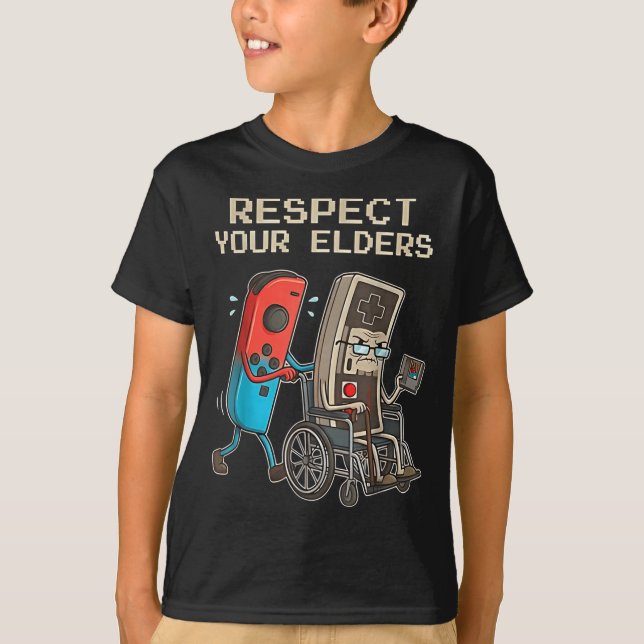 Camiseta Respect Your Elders Retro Gaming Funny Gamer Contr (Frente)