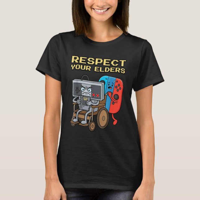 Camiseta Respect Your Elders Retro Gaming Funny Gamer Contr (Frente)