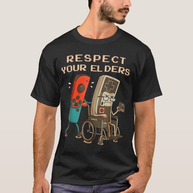 Camiseta Respect Your Elders Retro Gaming Funny Gamer Contr (Frente)