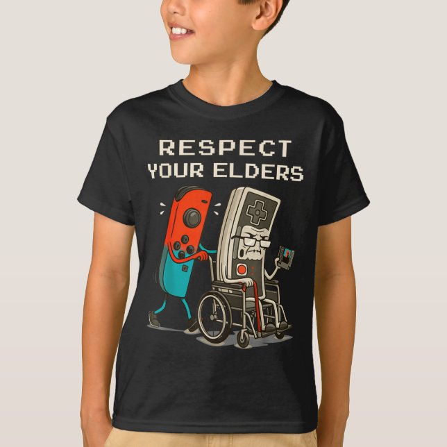 Camiseta Respect Your Elders Retro Gaming Funny Gamer Contr (Frente)