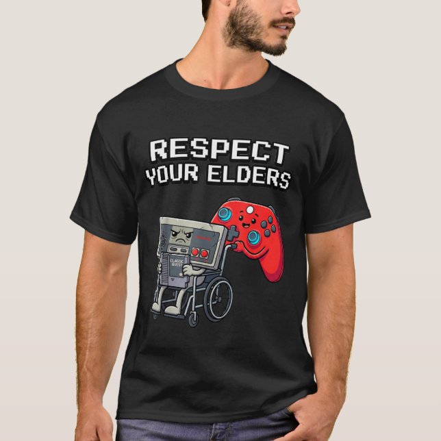 Camiseta Respect Your Elders Retro Gaming Funny Gamer Contr (Frente)