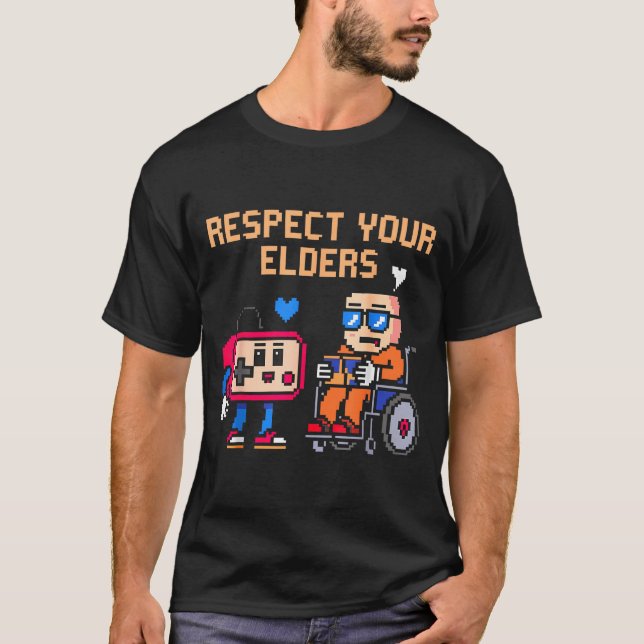 Camiseta Respect Your Elders Retro Gaming Funny Gamer Contr (Frente)