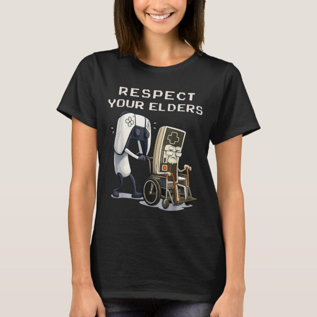 Camiseta Respect Your Elders Retro Gaming Funny Gamer Contr (Frente)