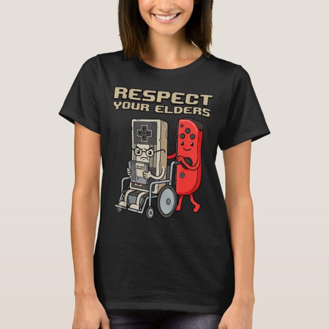 Camiseta Respect Your Elders Retro Gaming Funny Gamer Contr (Frente)