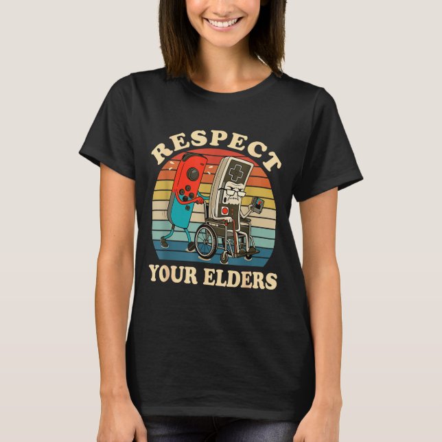 Camiseta Respect Your Elders Retro Gaming Funny Gamer Contr (Frente)