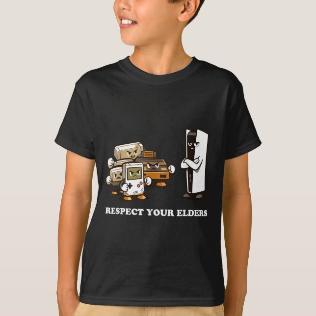 Camiseta Respect Your Elders T Retro 90s Gaming  (Frente)