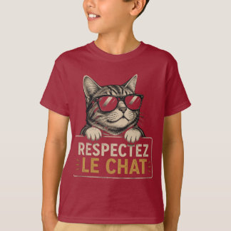 Camiseta Respectez le chat – Illustration de chat à lunette