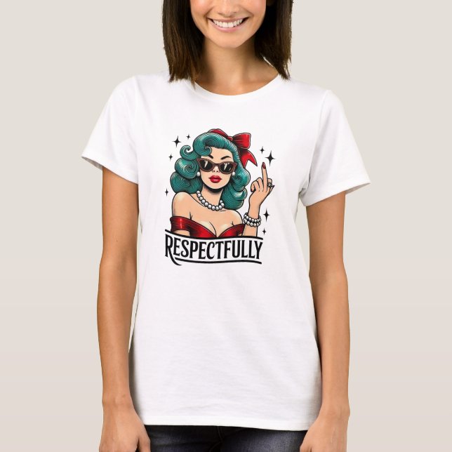 Camiseta Respectfully Retro Middle Finger (Frente)