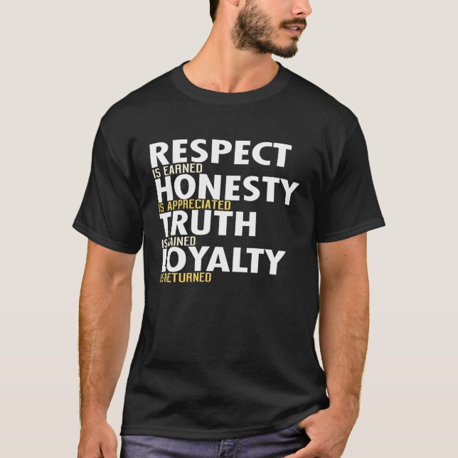 CAMISETA RESPEITAR A LEALDADE DA VERDADE DA HONESTIDADE (Frente)