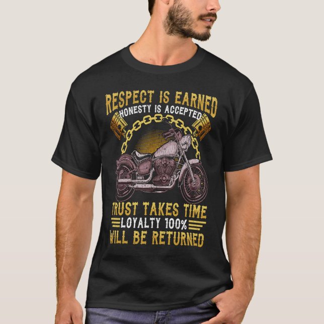 Camiseta Respeitar a lealdade é devolvido a Biker Motorcyc (Frente)